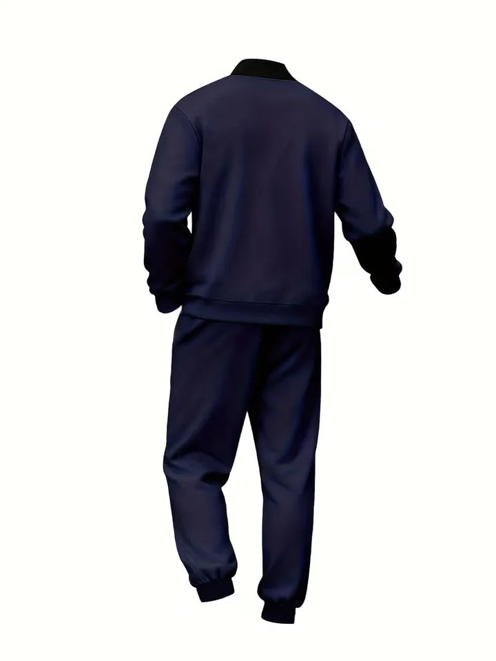 Casual heren set - jas met rits en ronde hals en broek