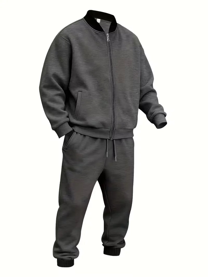 Casual heren set - jas met rits en ronde hals en broek