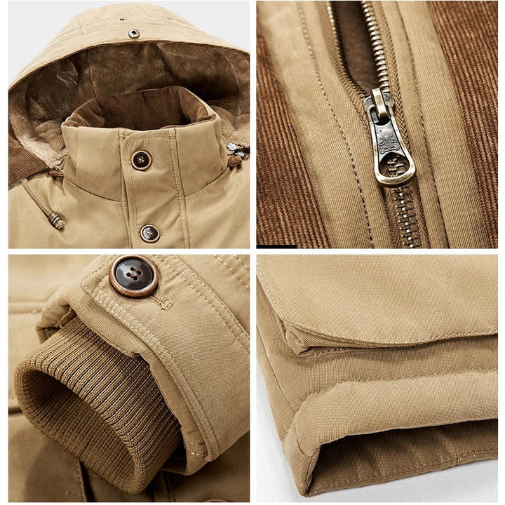 Heren Warme Winter Hooded Parka Jas met Zakken