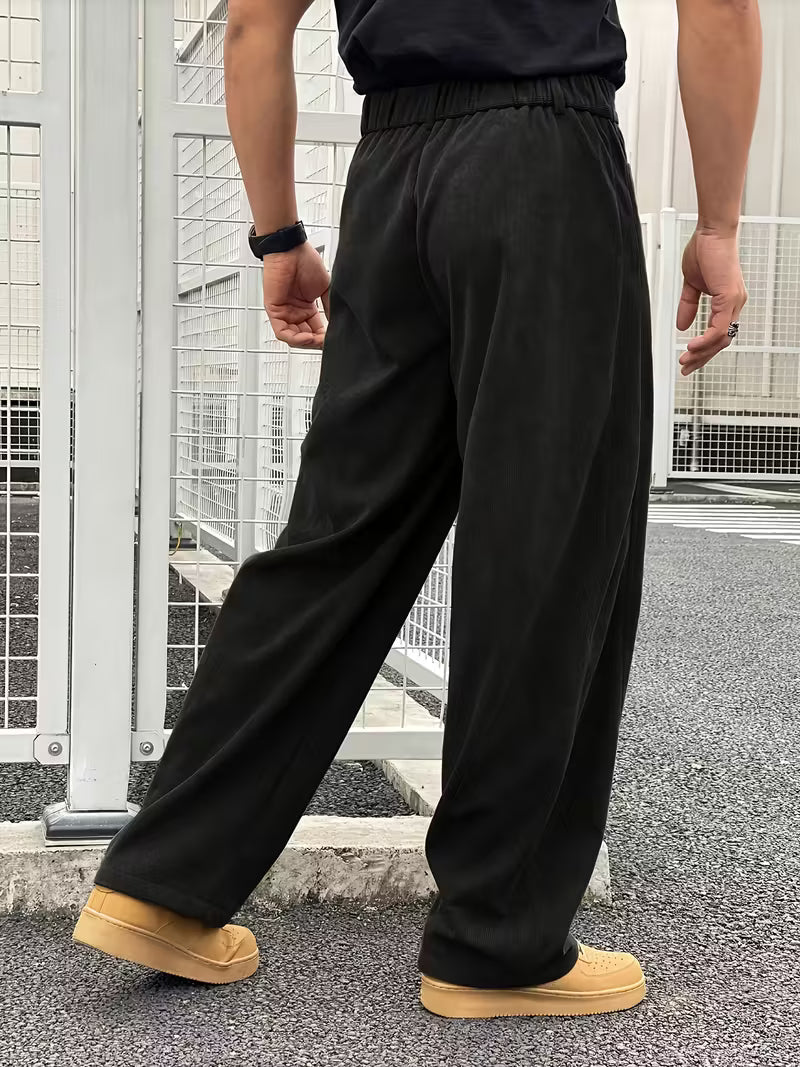 Corduroy broek met losse rechte pijpen