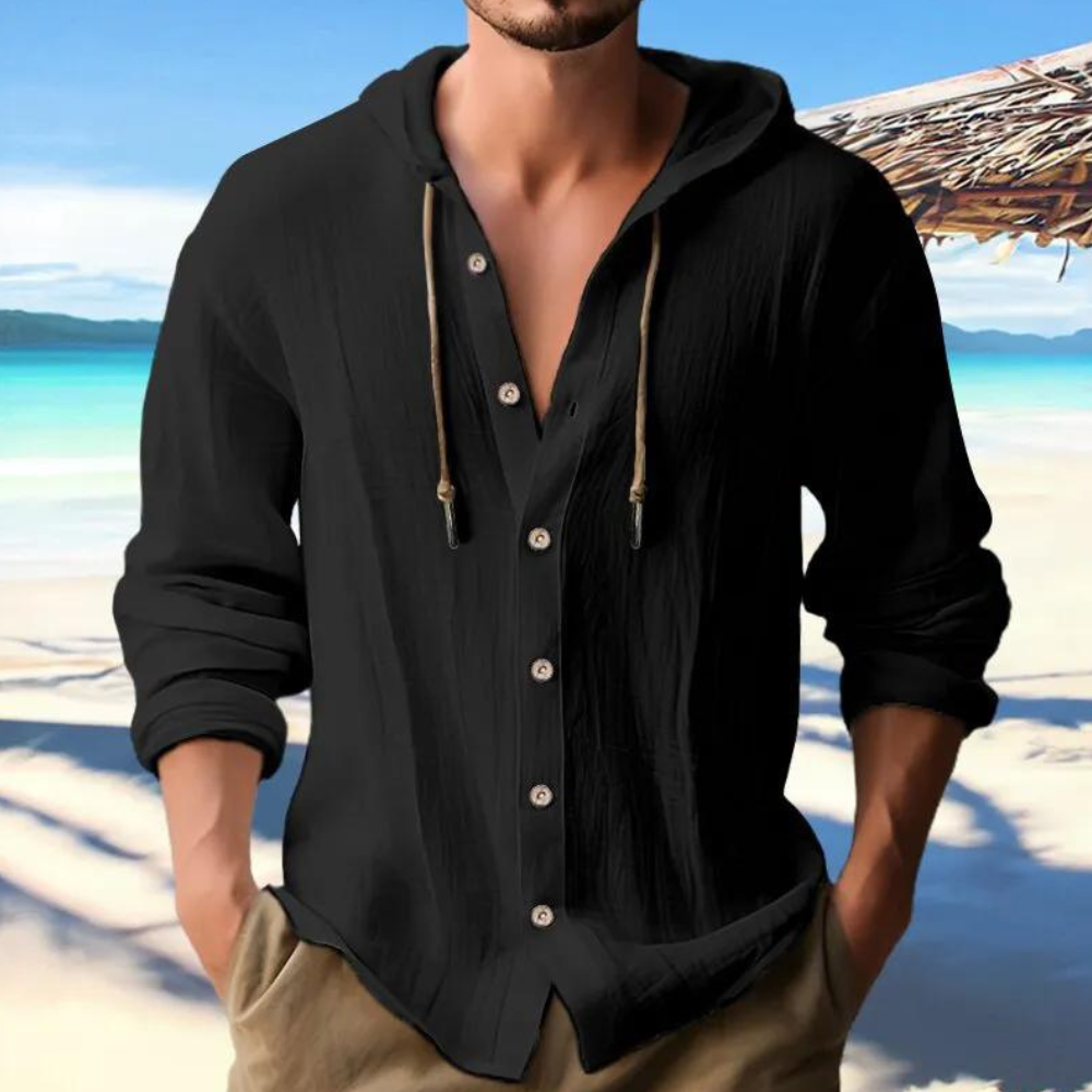 Danut - Modern casual herenshirt met trendy accent met capuchon