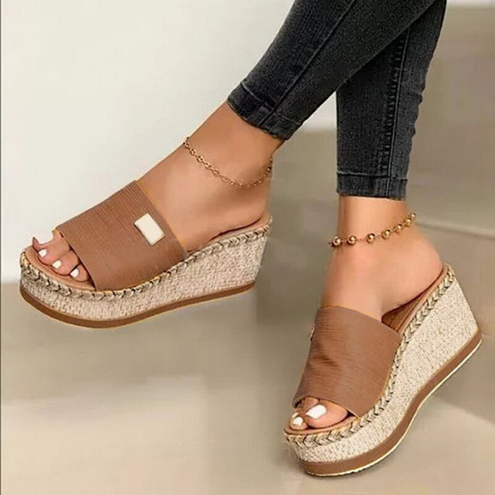 Sleehak Sandalen Dames Met Plateau Zool En Open Teen