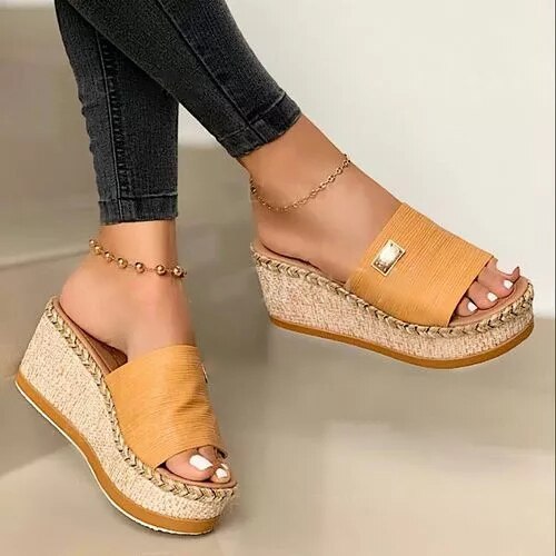Sleehak Sandalen Dames Met Plateau Zool En Open Teen