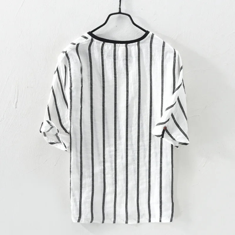 Vincent Steele Linnen Gestreept Shirt