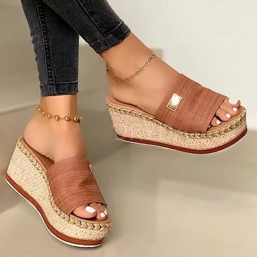 Sleehak Sandalen Dames Met Plateau Zool En Open Teen