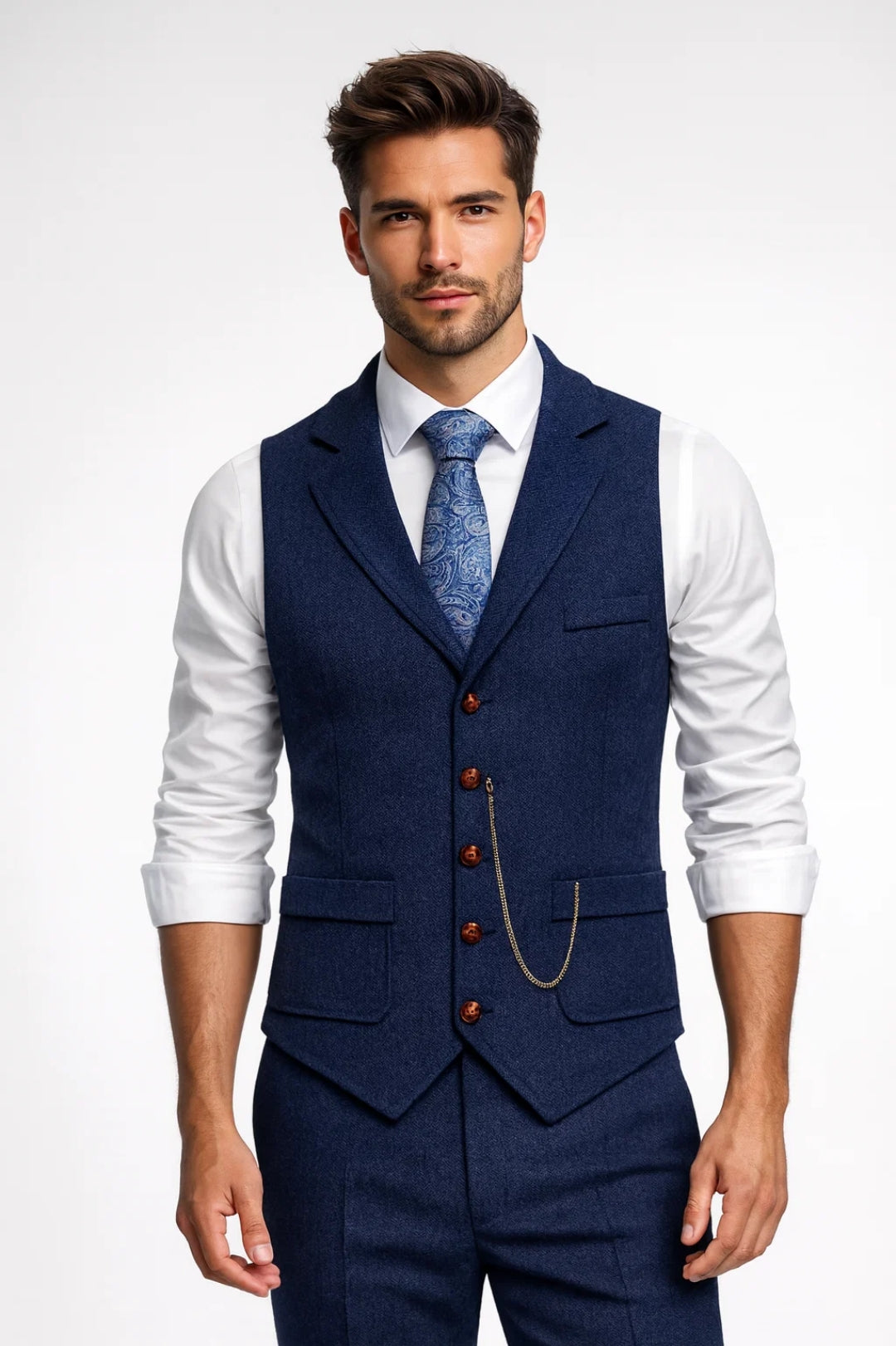 Gilet Heren - Formeel Pak Gilet met Revers en Knoopsluiting | Elegant