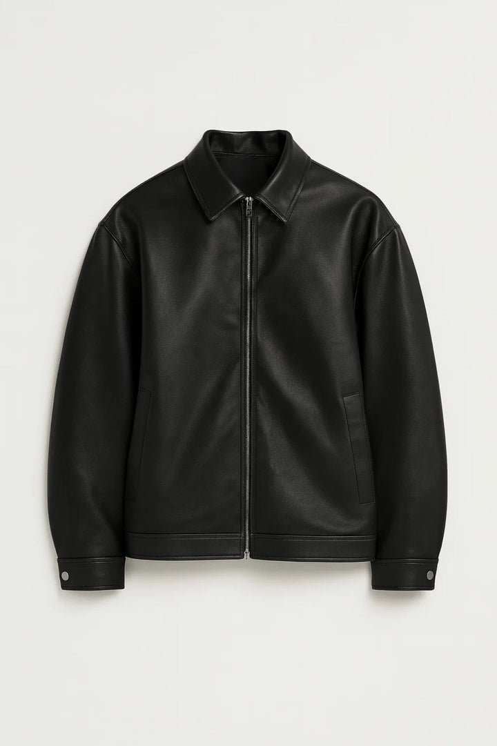 Biker Jas Heren - Oversized Jack met Klassieke Kraag en Rits | Stoer