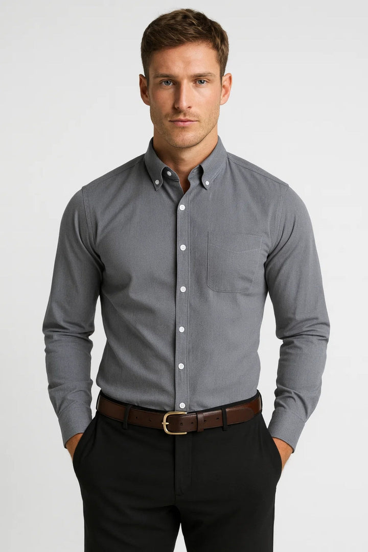 Overhemd Heren - Regular Fit met Borstzakje en Button-Down | Casual
