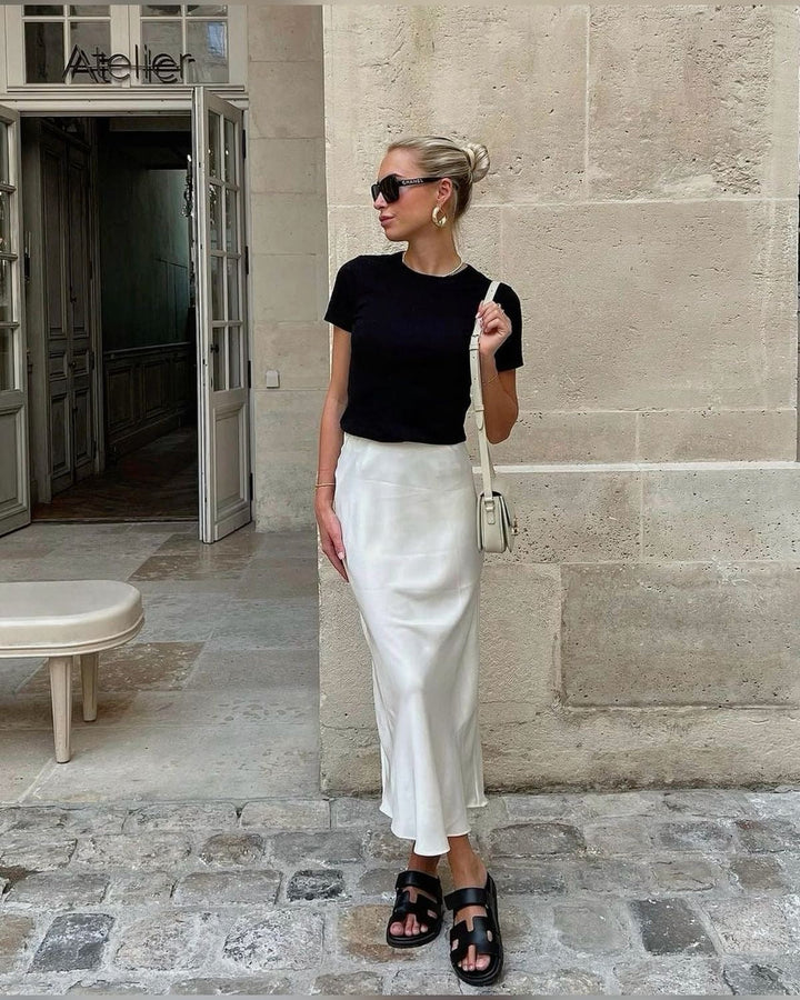 Zoë - Elegante lange satijnen maxi rok