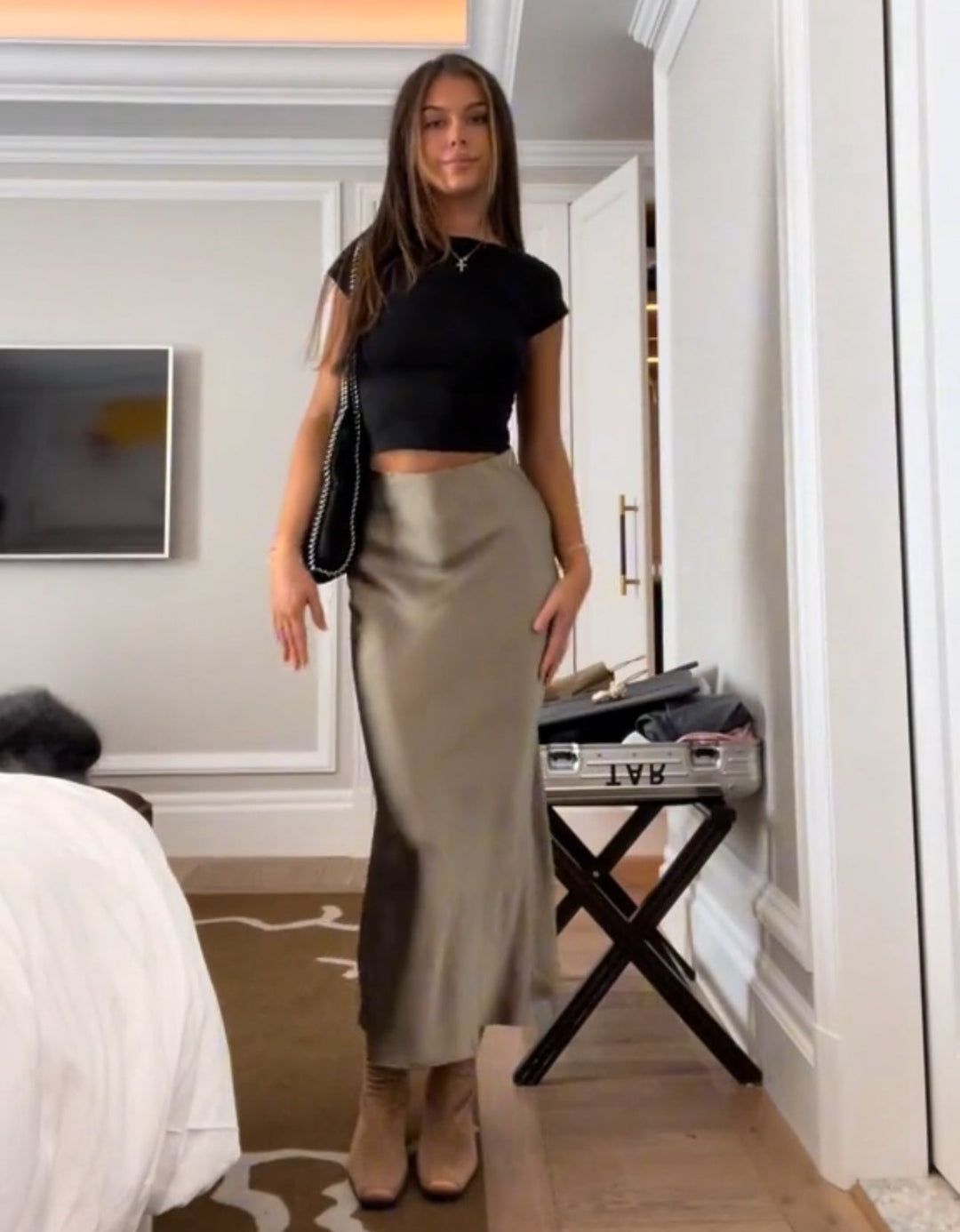 Zoë - Elegante lange satijnen maxi rok