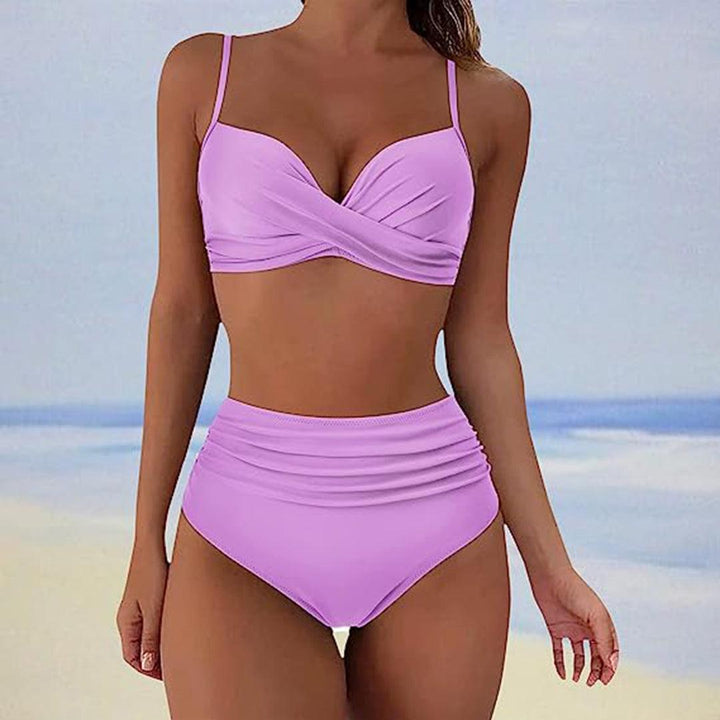Iris - Romantische Bikini Set Dames met Gekruiste Top en Hoge Taille