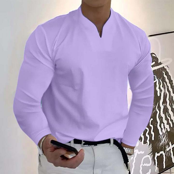 Jesse | Heren Slim Fit V-Hals Lange Mouw Polo