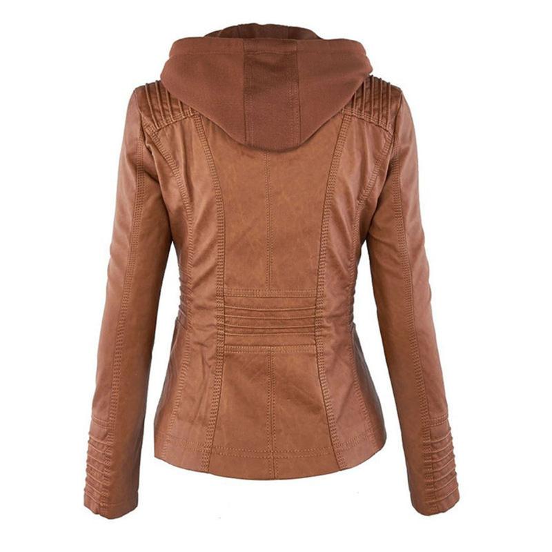Dames Hooded Faux Leather Moto Jast