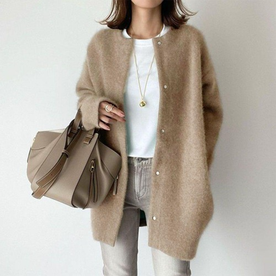 Dames Open Voorkant Knopen Brei Cardigan
