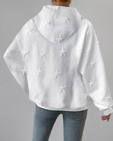 Stijlvolle Witte Gebreide Dames Hoodie met Lange Mouwen