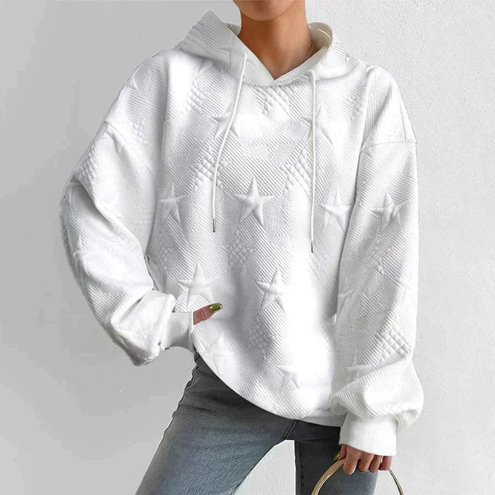Stijlvolle Witte Gebreide Dames Hoodie met Lange Mouwen