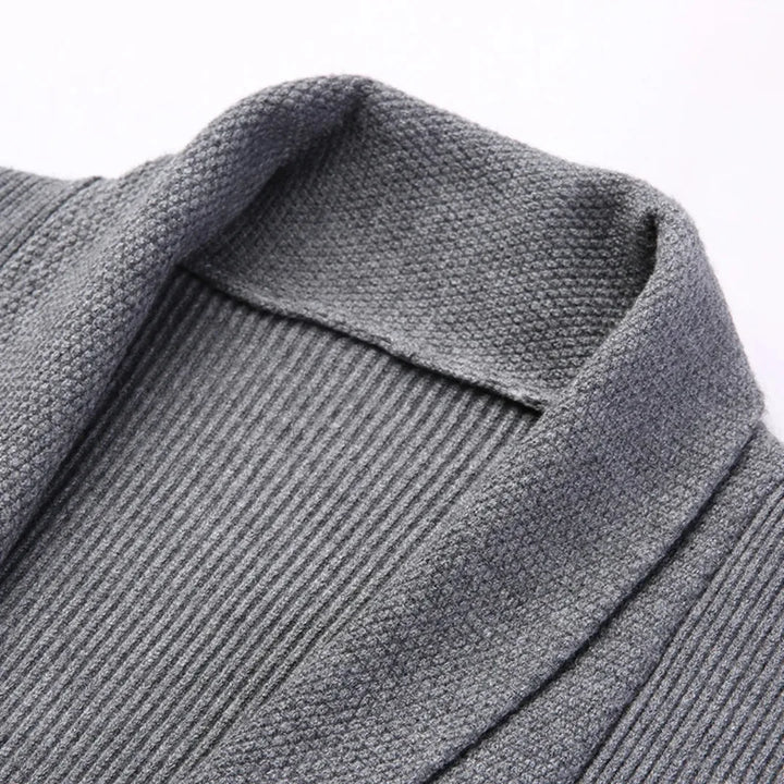 Hugo | Lange cardigan met open voorkant en ribbelstructuur