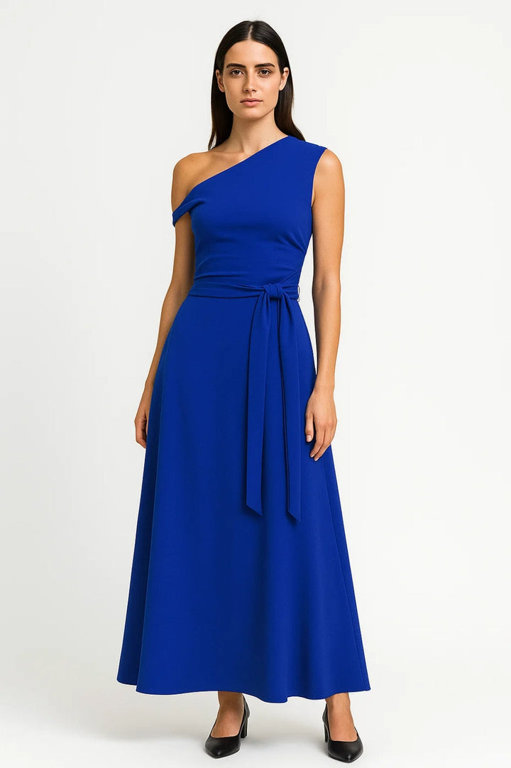 Maxi Jurk Dames - One Shoulder met Strikceintuur | Elegant