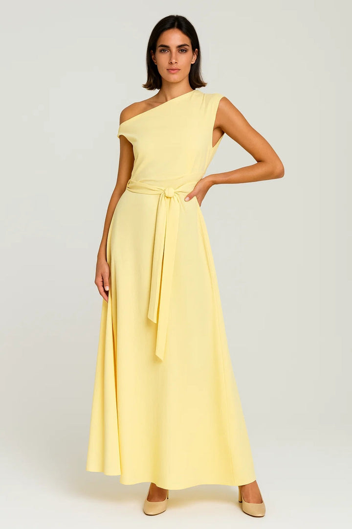 Maxi Jurk Dames - One Shoulder met Strikceintuur | Elegant