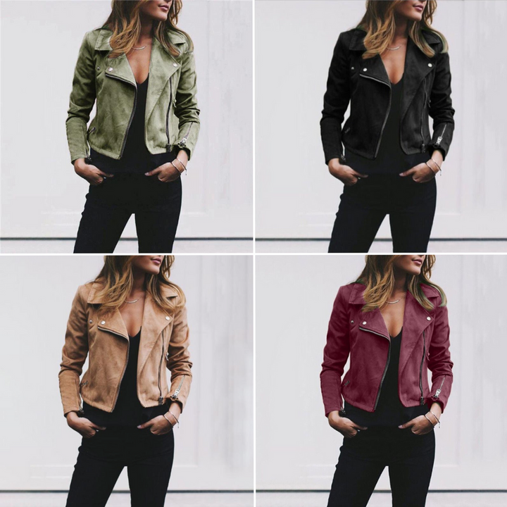 Suede Look Bikerjack Voor Dames Met Ritssluiting En Tijdloze