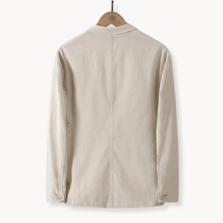 Hugo | Linnen blazer met reverskraag en voorzakken