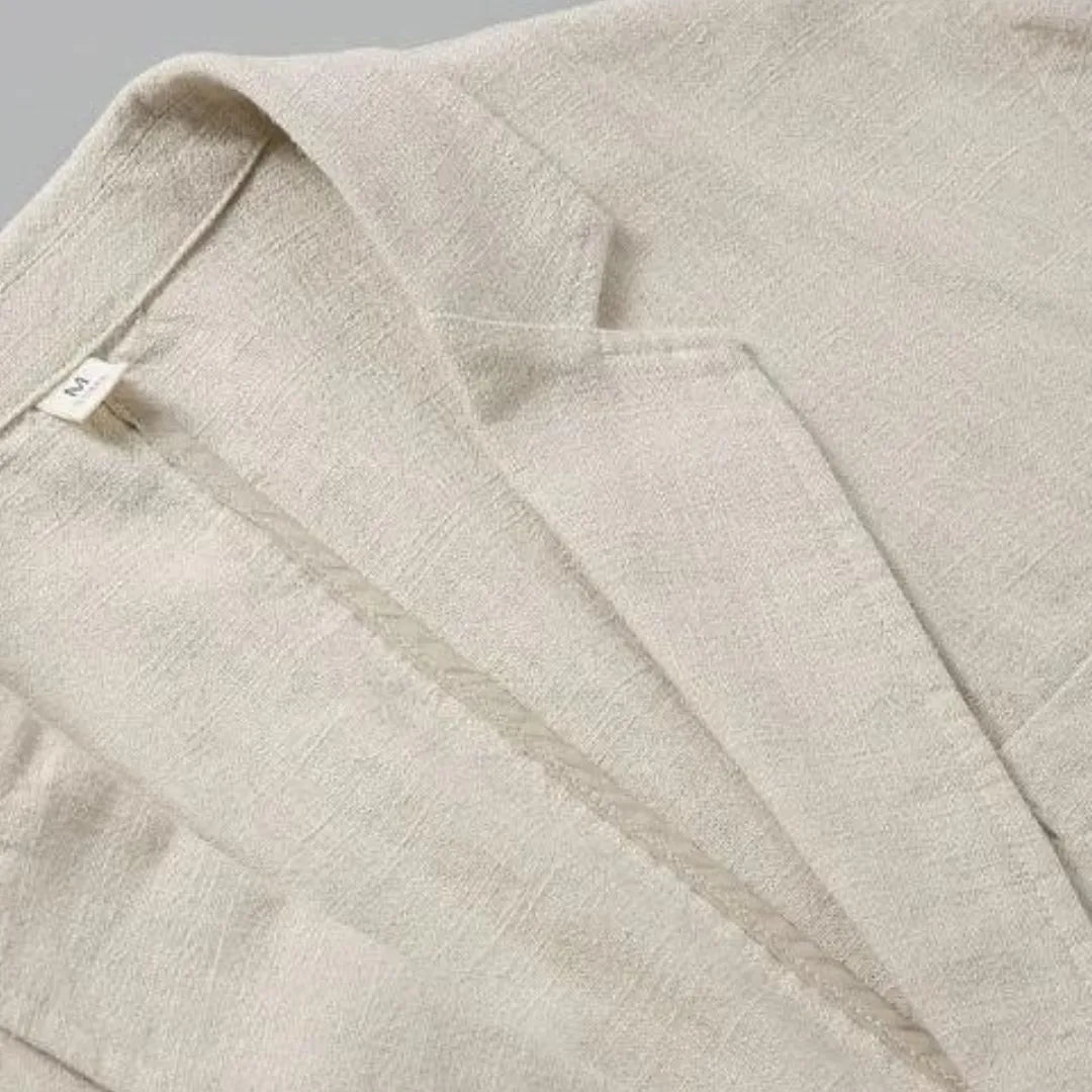 Hugo | Linnen blazer met reverskraag en voorzakken