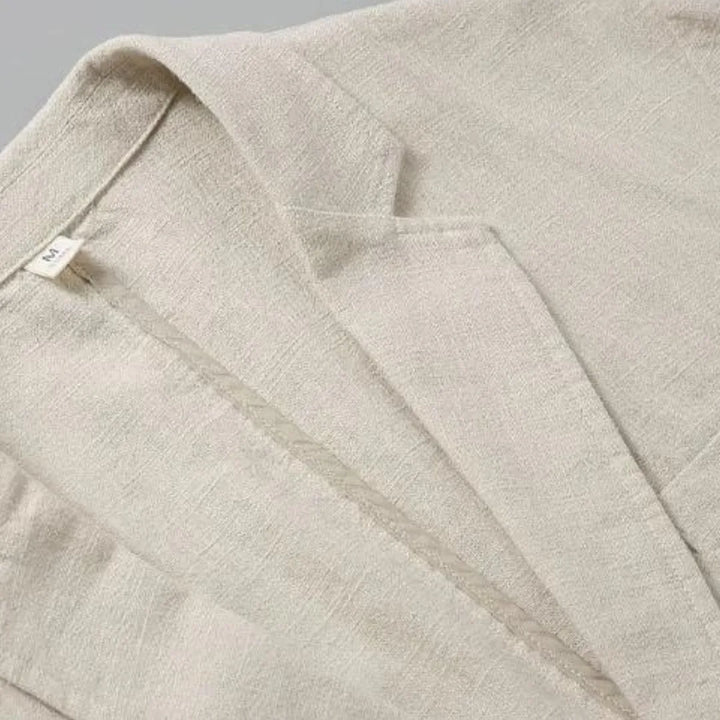 Hugo | Linnen blazer met reverskraag en voorzakken