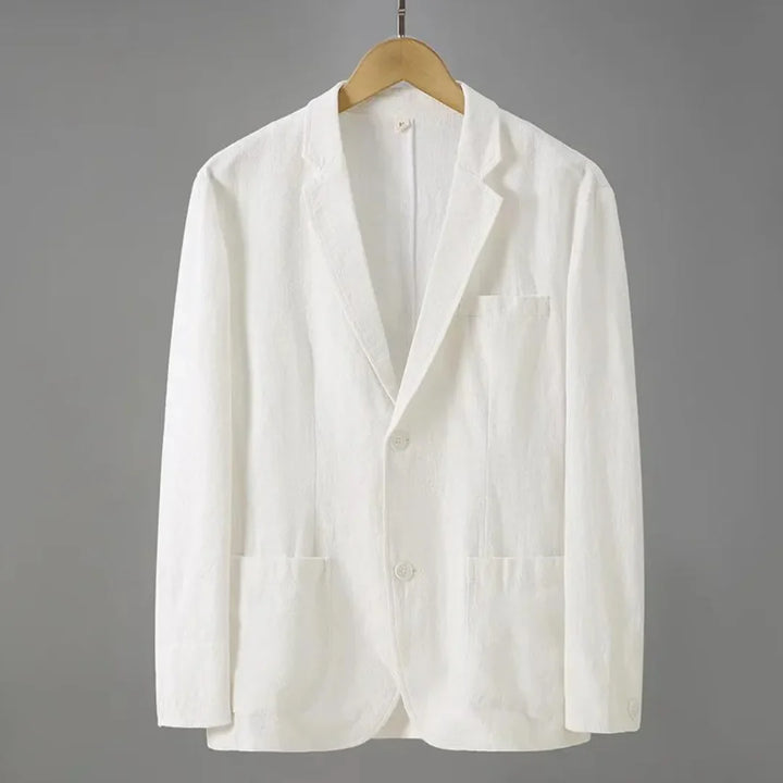Hugo | Linnen blazer met reverskraag en voorzakken