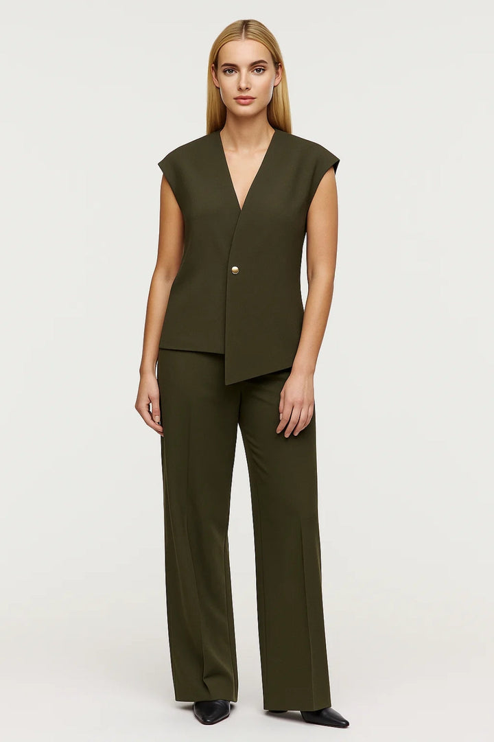 Set Dames - Mouwloos Vest met Wijde Broek | Chique
