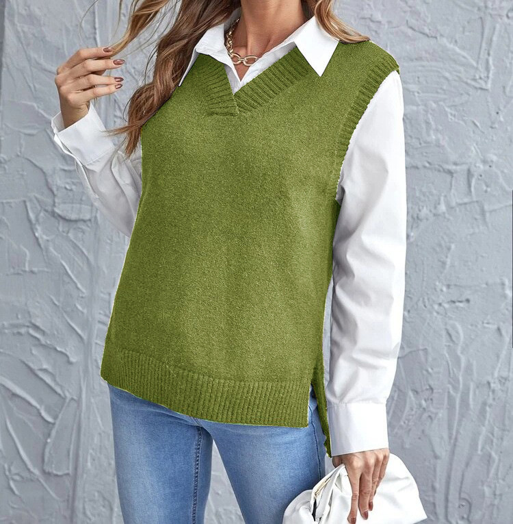 Gebreide V-hals Spencer Gilet voor Dames