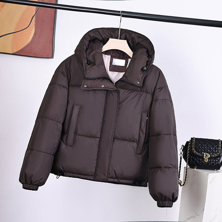 Dames gewatteerde hoodiejack met een boxy snit en verborgen sluiting