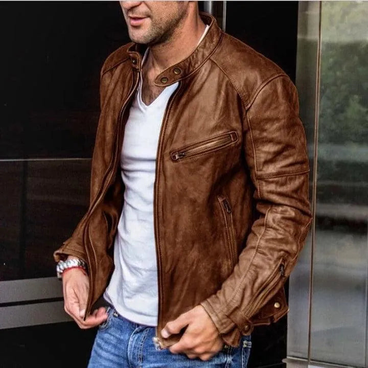 Leren Jack - Elegant - Weerbestendig Leer - Perfect voor Lente en Herfst