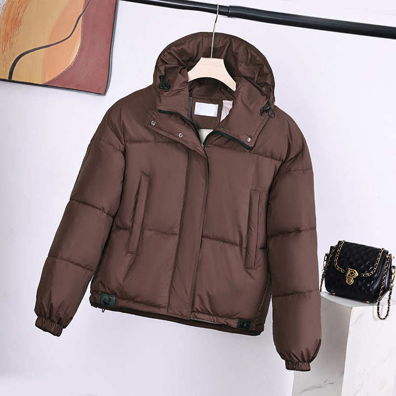 Dames gewatteerde hoodiejack met een boxy snit en verborgen sluiting
