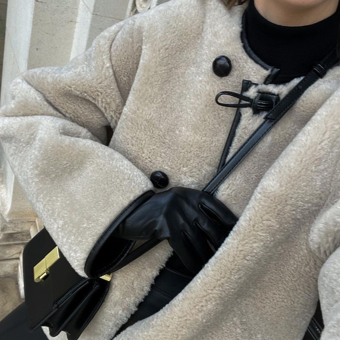 Dames Cropped Ronde halsjacke met Zakken