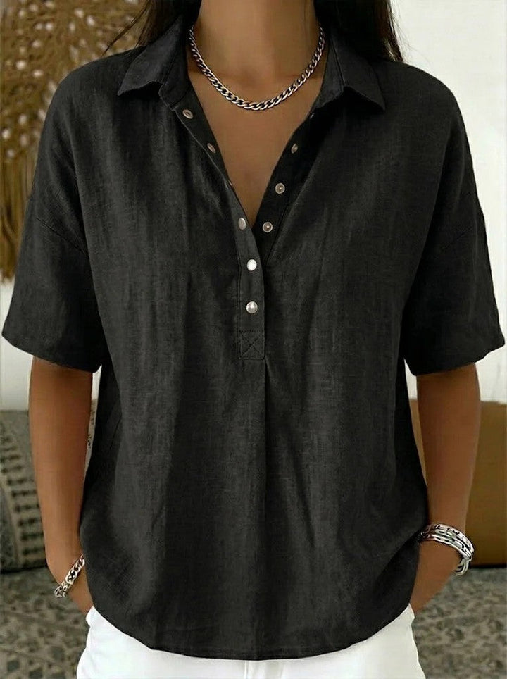 BLOUSE MET V-HALS EN KNOPEN VOOR VROUWEN