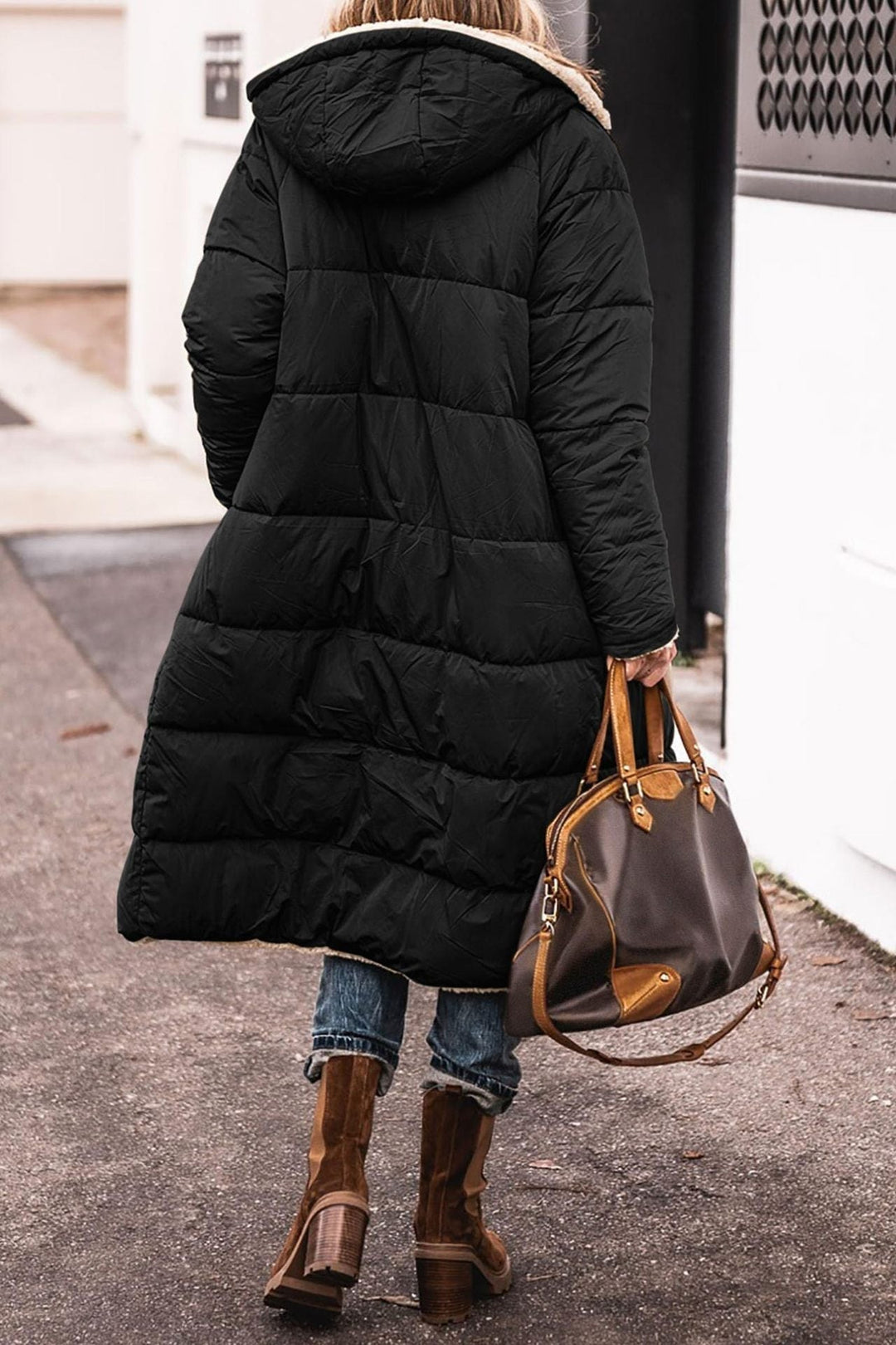 Dames Lange Hooded Warme Winterjas