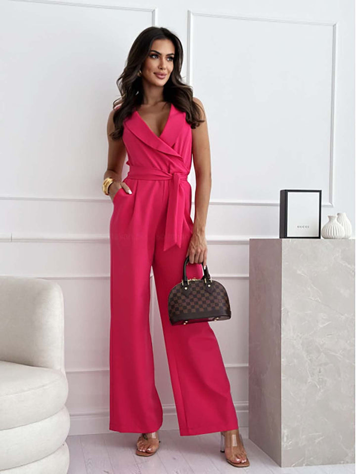 Feestelijke Jumpsuit Met Wijde Pijpen En V Hals Voor Dames