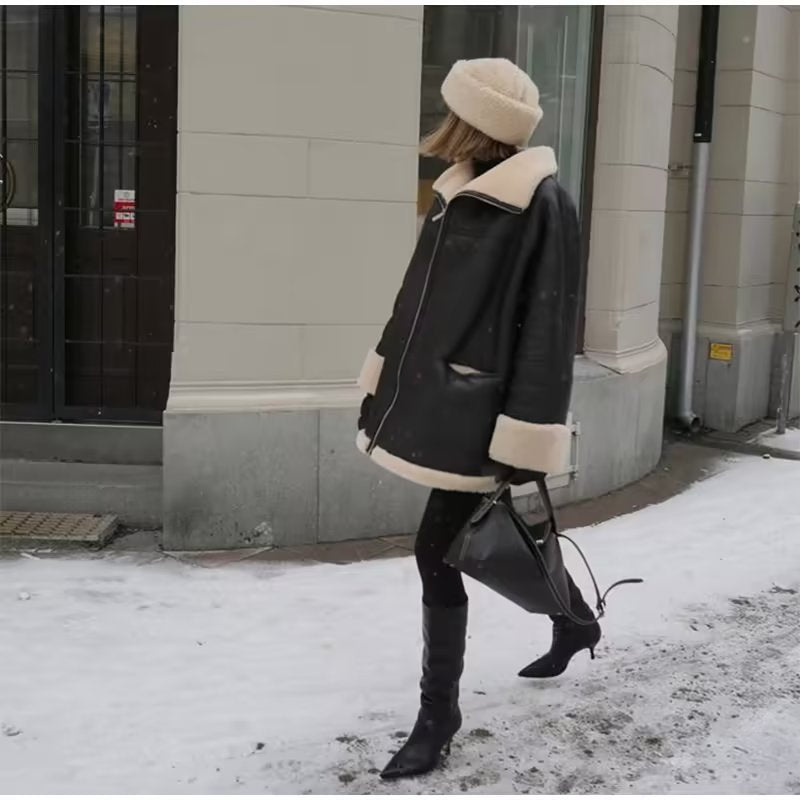 Dames Oversized Aviator Blouson met Zakjes