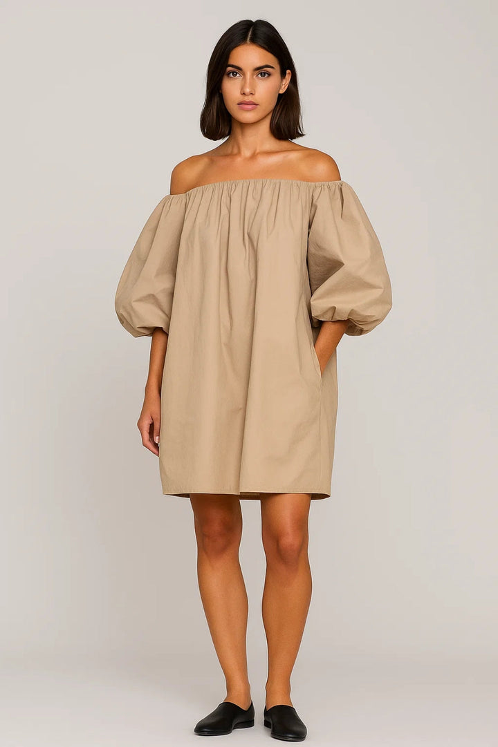 Mini Jurk Dames - Off Shoulder met Volumeuze Mouwen | Zomer