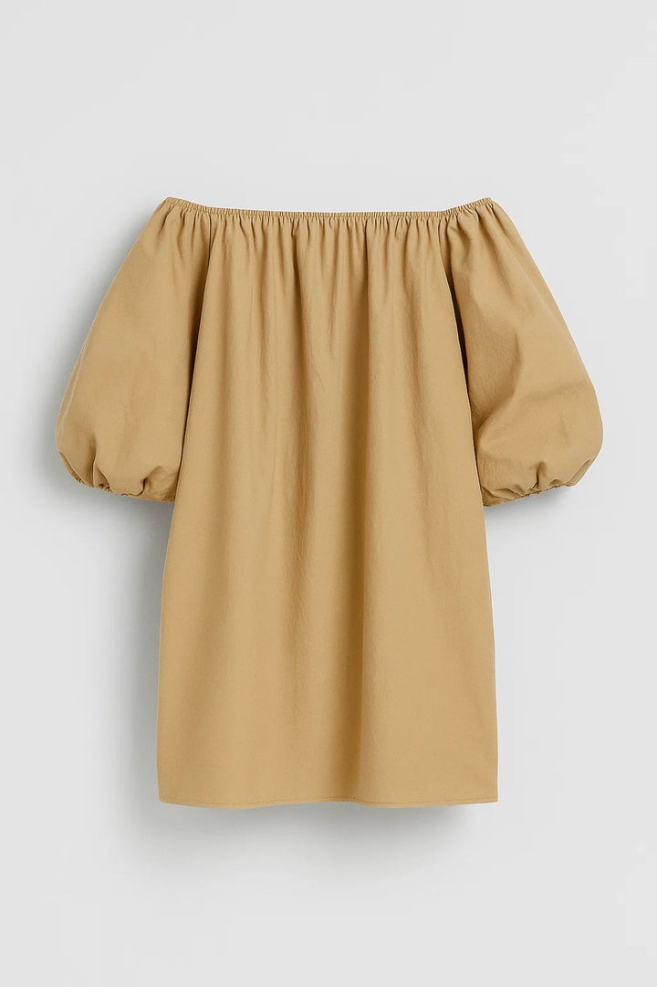 Mini Jurk Dames - Off Shoulder met Volumeuze Mouwen | Zomer