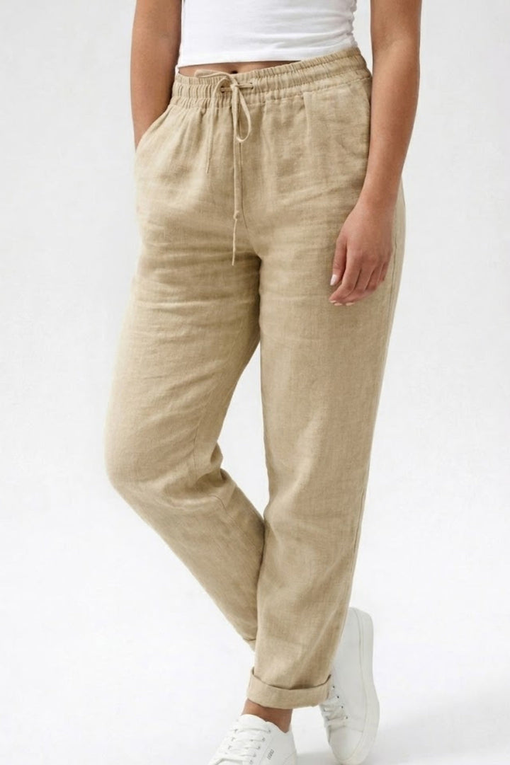 Pantalon Dames - Luchtige Rechte Broek met Trekkoord | Casual