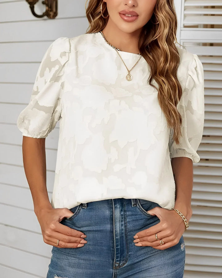 Blouse Met Bloemenpatroon En Pofmouwen Voor Dames
