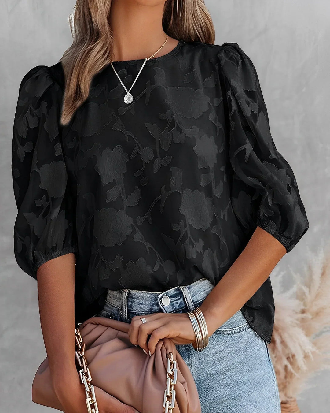 Blouse Met Bloemenpatroon En Pofmouwen Voor Dames