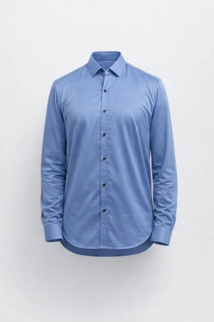 Overhemd Heren - Slim Fit Lange Mouw met Spreidkraag | Zakelijk