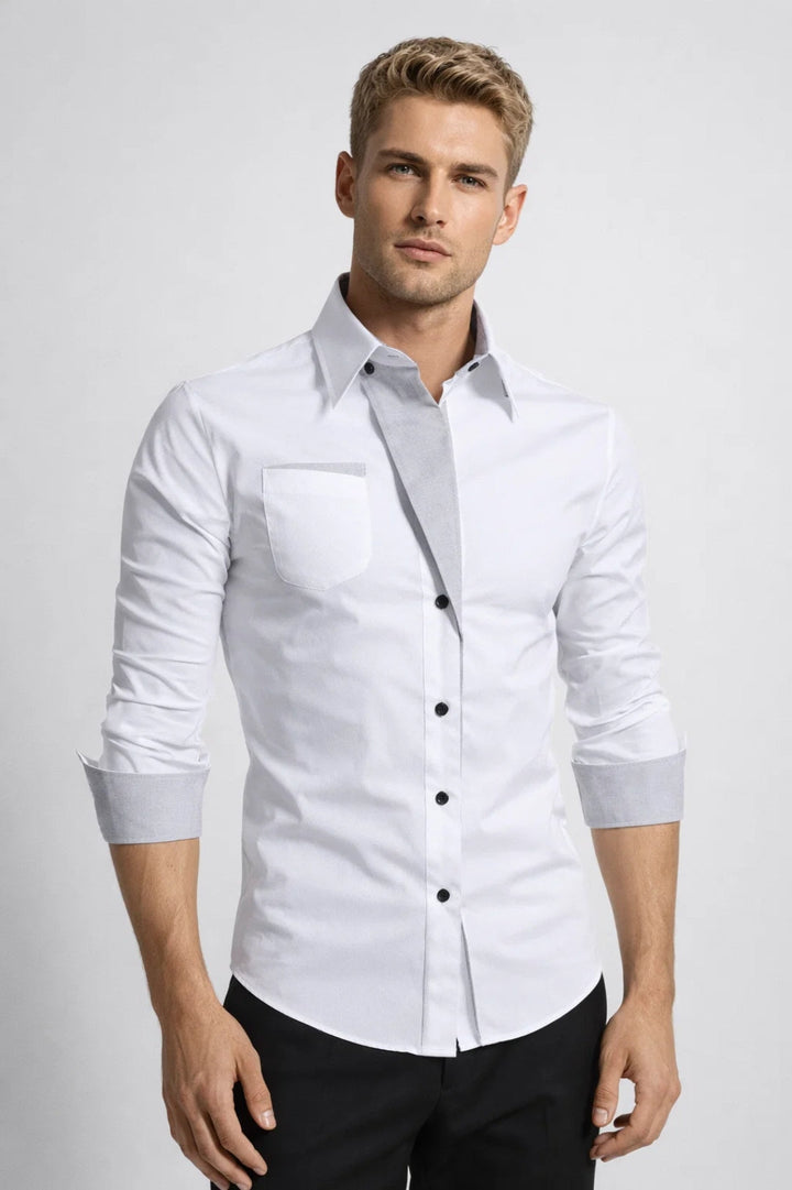 Overhemd Heren - Slim Fit met Contrasterende Details | Chique