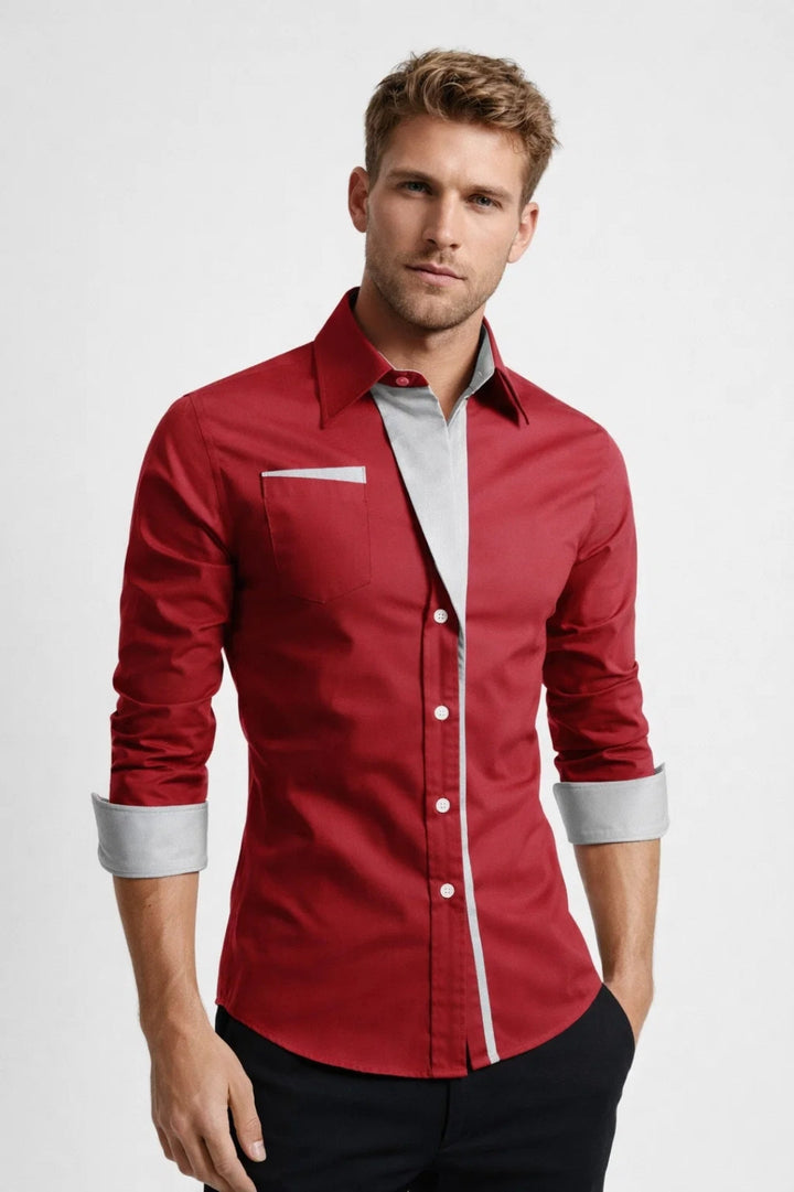 Overhemd Heren - Slim Fit met Contrasterende Details | Chique