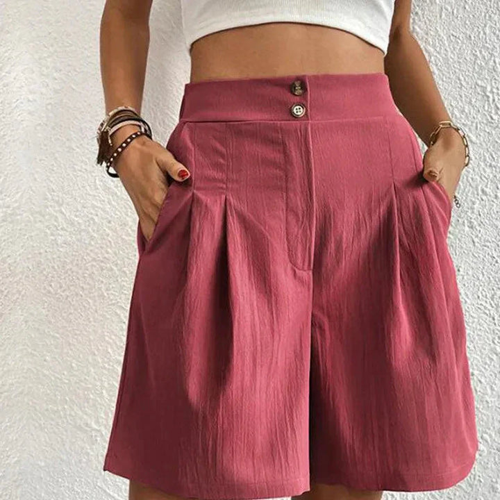 Korte Broek Met Hoge Taille En Plooien Voor Dames