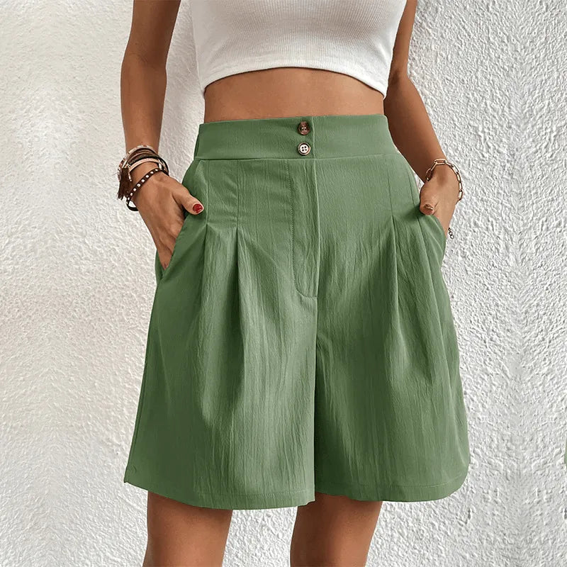 Korte Broek Met Hoge Taille En Plooien Voor Dames