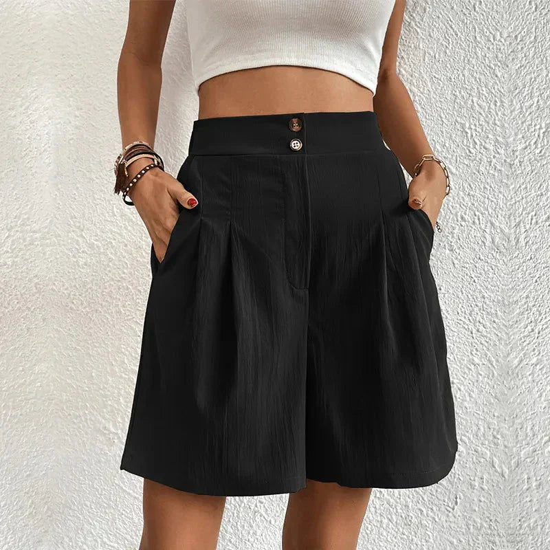 Korte Broek Met Hoge Taille En Plooien Voor Dames
