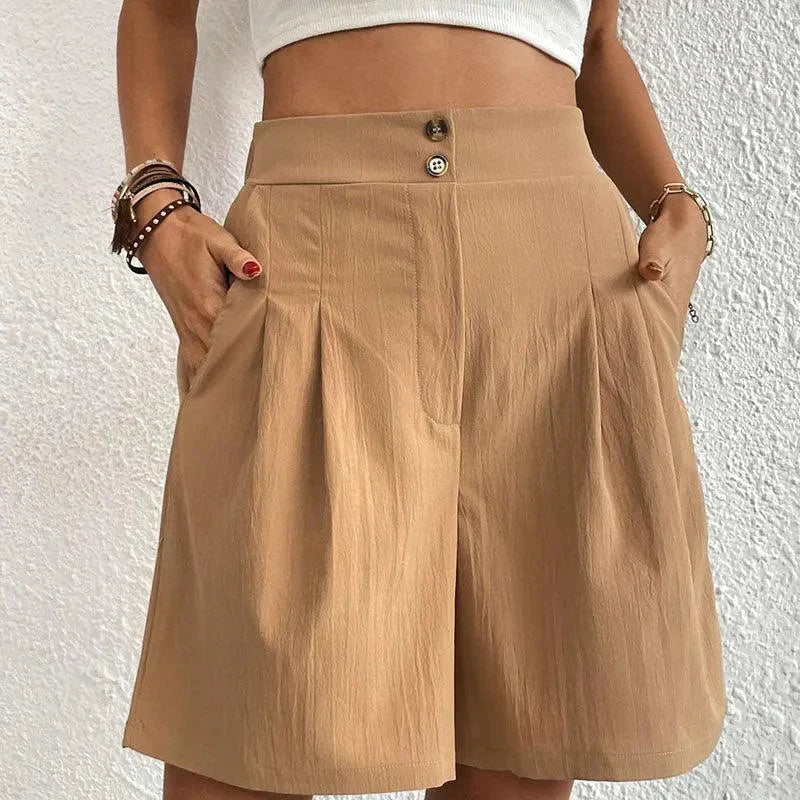 Korte Broek Met Hoge Taille En Plooien Voor Dames